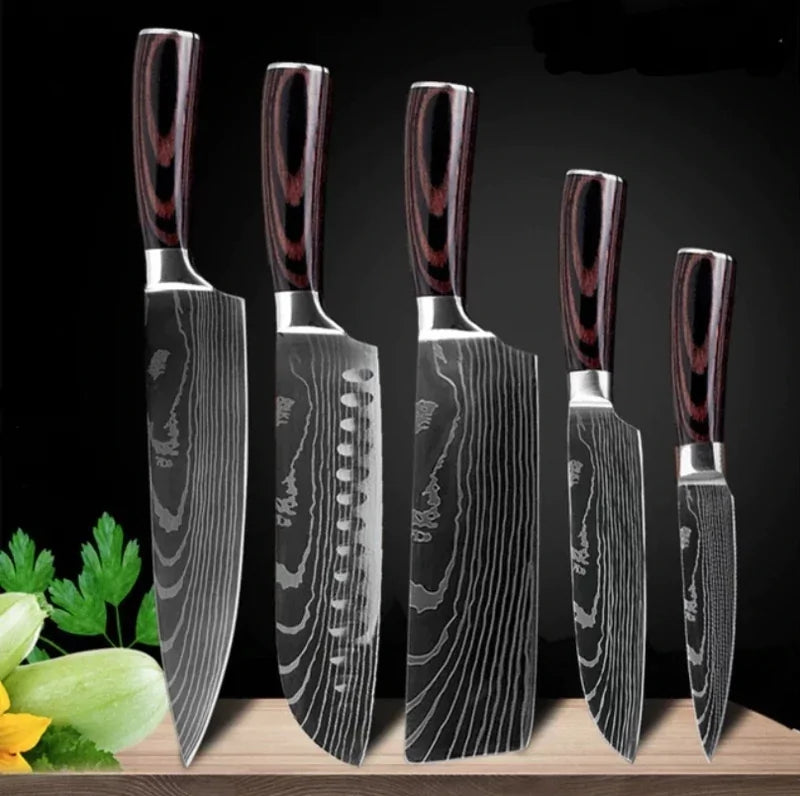 Forged Japanese STEEL Knives 5-piece